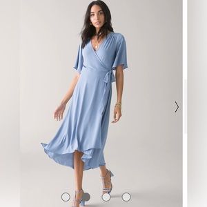 Like new dusty blue Flutter sleeve midi wrap dress